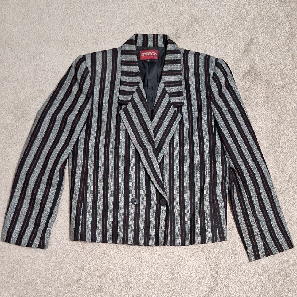 Women's Striped Gray Blazer